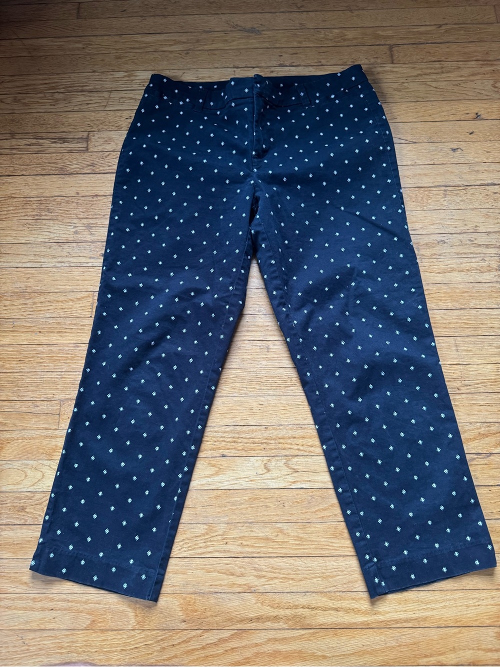 Tommy Hilfiger Waverly Slim Stretch Capri Pants Navy Blue Print Women's Size 10